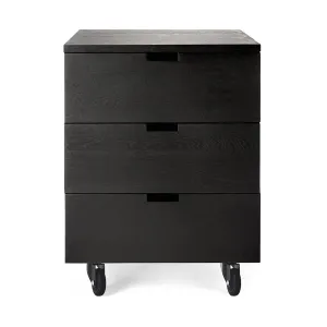 Oak Billy Black Drawer Unit - Varnished