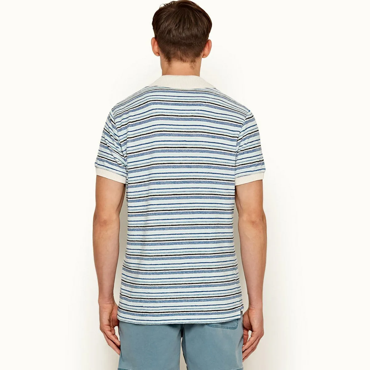 Orlebar Brown - Jarrett Montauk Stripe Mineral/Navy Polo Shirt