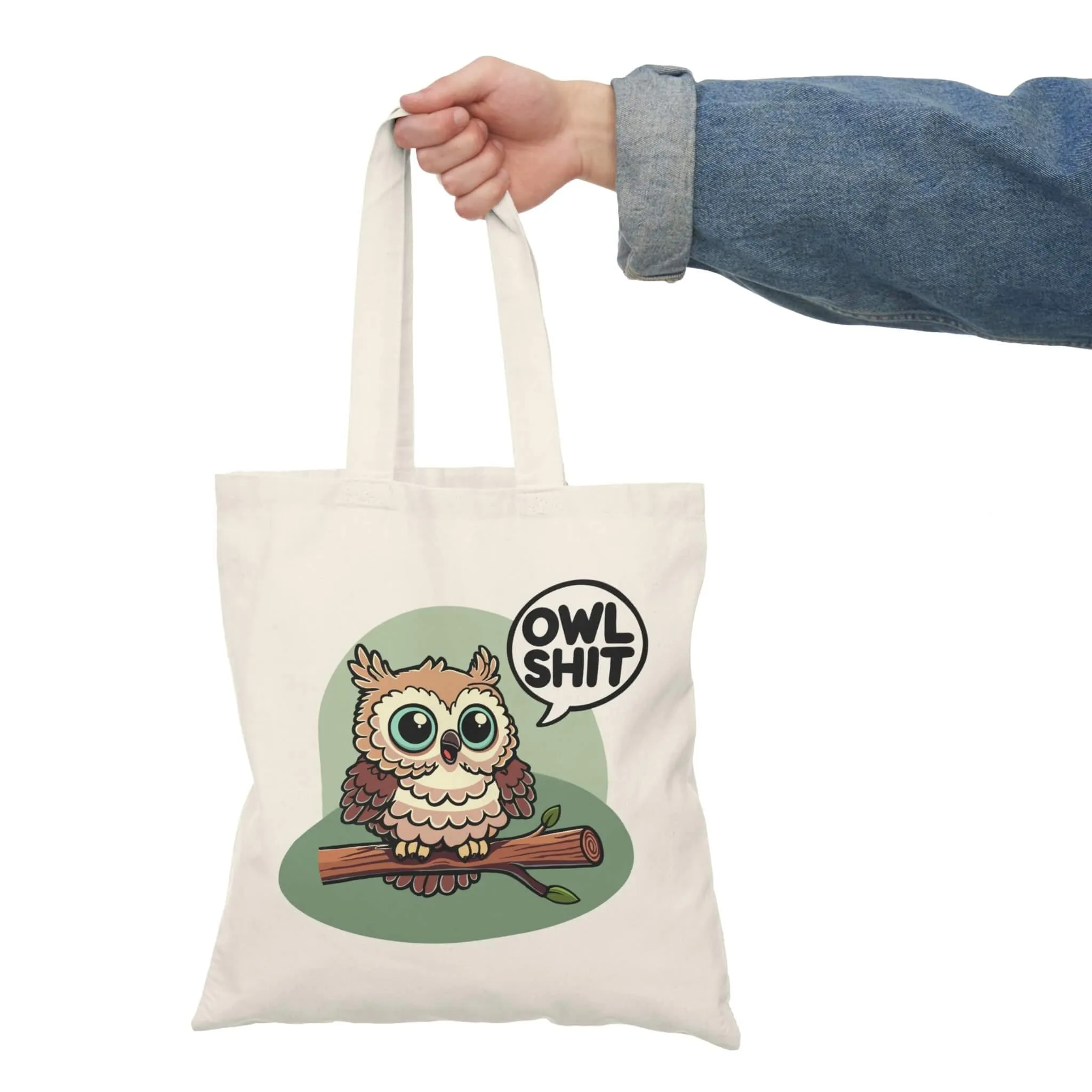 Owl Shit Tote Bag – Funny Owl Cotton Tote – Recycled Canvas Shopper – Eco-Friendly Thick Cotton Gift – Quirky Humorous Animal Bag
