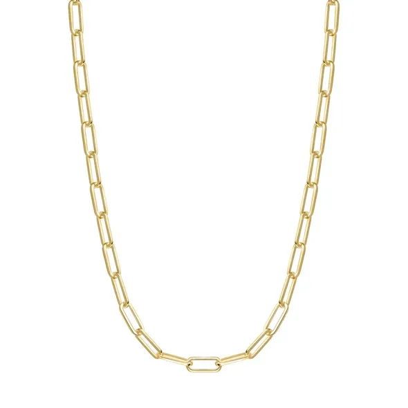 Paperclip Link Necklace in Gold Plated Sterling Silver