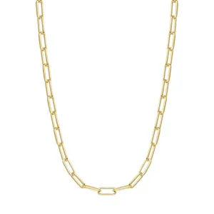 Paperclip Link Necklace in Gold Plated Sterling Silver