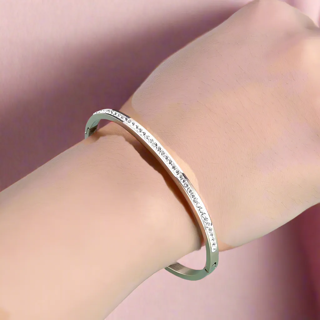 Pave Crystals Cuff Bangle Bracelet