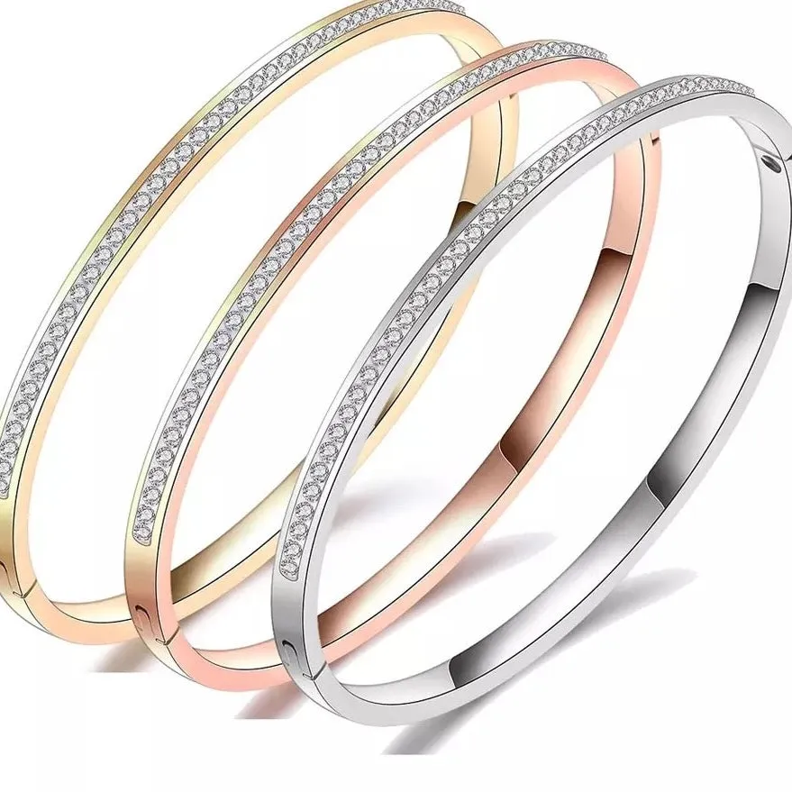 Pave Crystals Cuff Bangle Bracelet