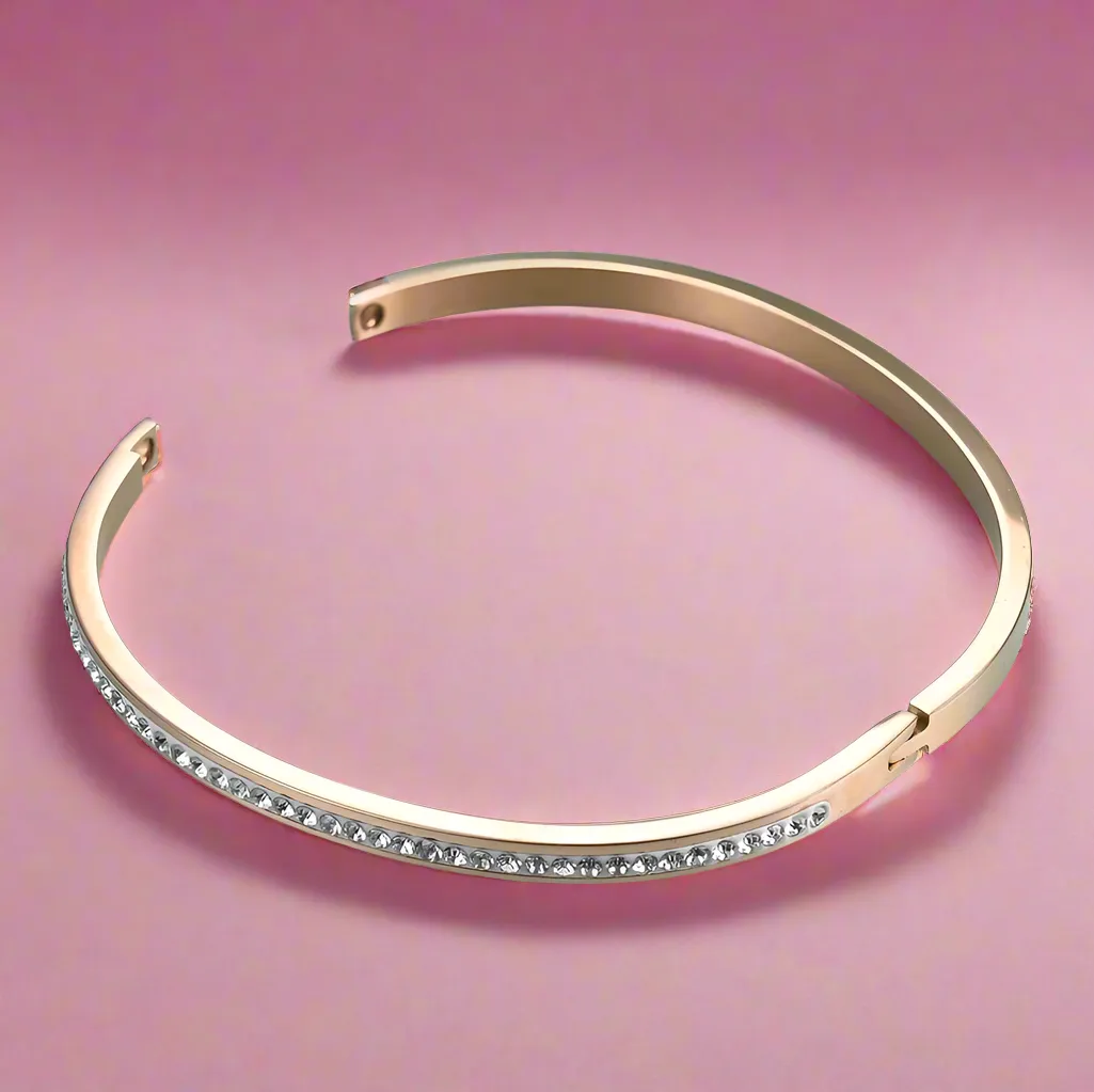 Pave Crystals Cuff Bangle Bracelet