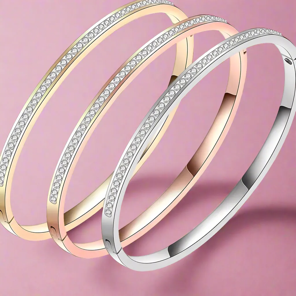 Pave Crystals Cuff Bangle Bracelet