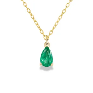 Pear Cut Emerald Solitaire Necklace