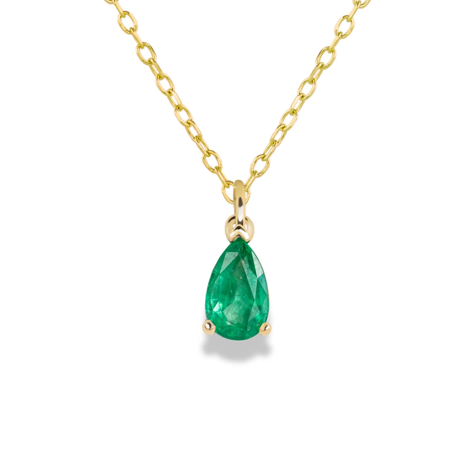 Pear Cut Emerald Solitaire Necklace