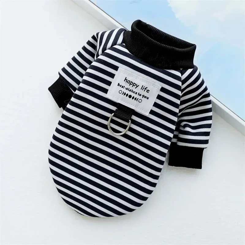 Pet Dog Hoodies Autumn Winter Warm Dog Clothes for Small Dogs Kitten Puppy Costumes Pet Striped Dog Shirt Chihuahua Sweatshirt