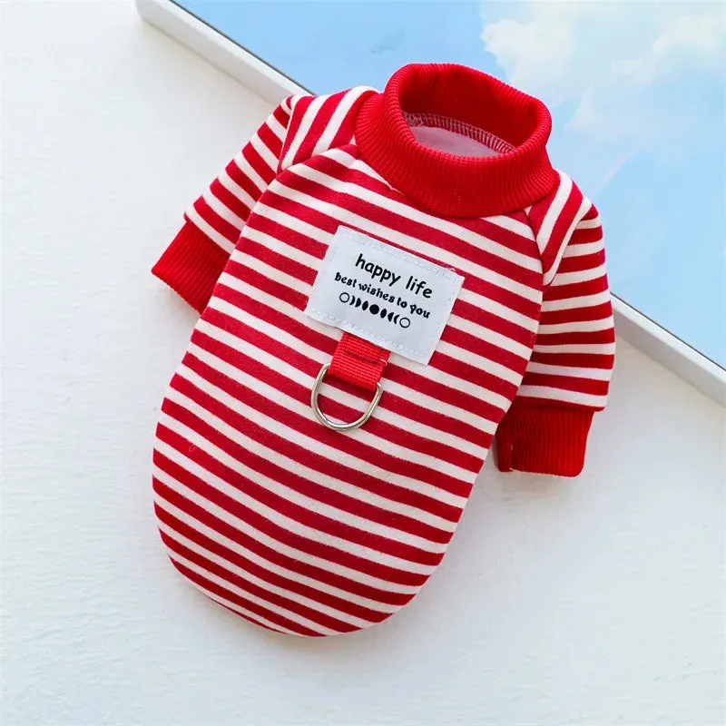 Pet Dog Hoodies Autumn Winter Warm Dog Clothes for Small Dogs Kitten Puppy Costumes Pet Striped Dog Shirt Chihuahua Sweatshirt