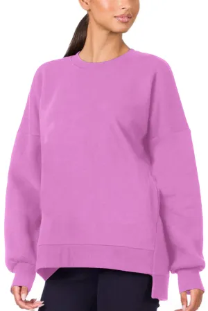 Phalaenopsis Plain Drop Shoulder High Low Sweatshirt