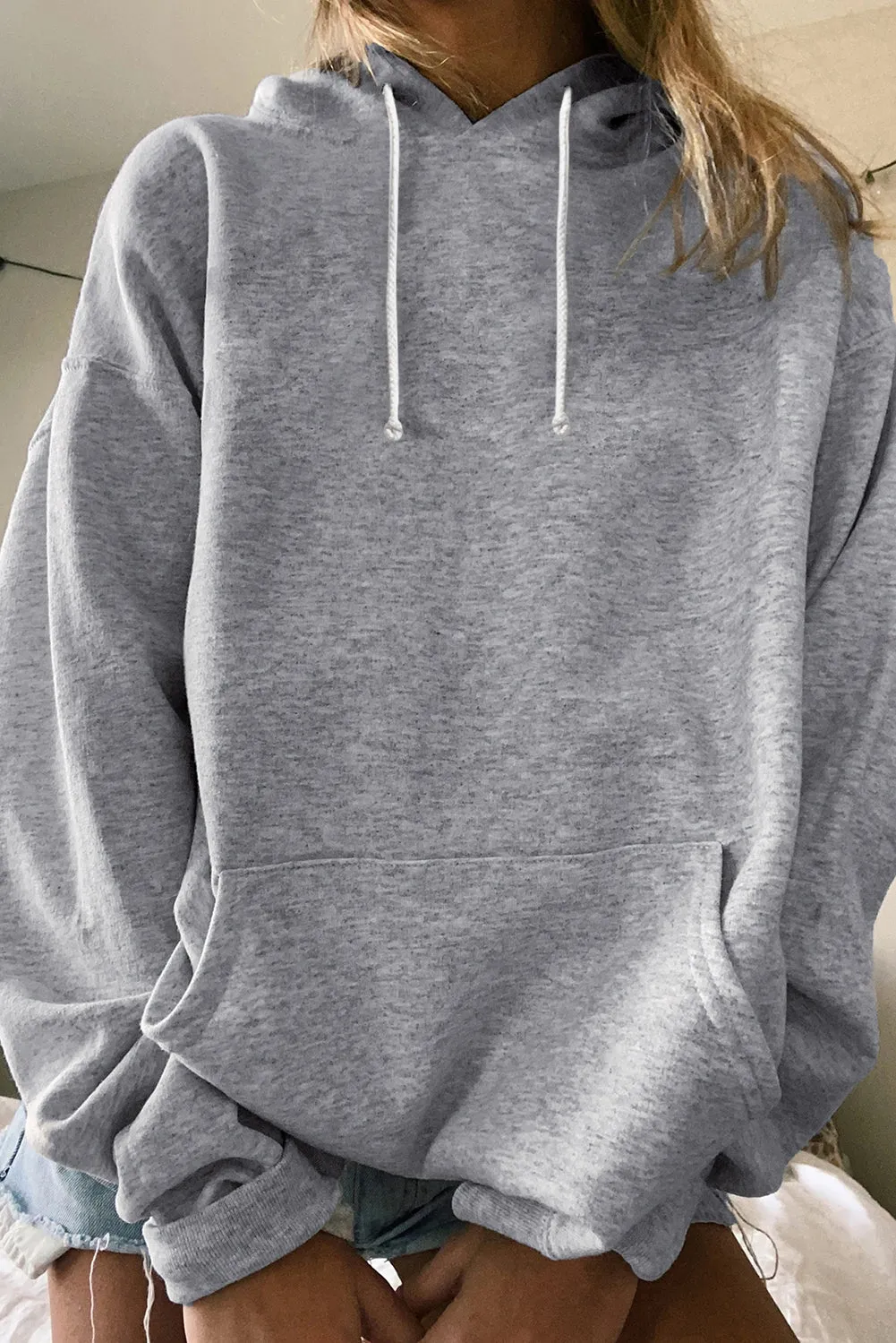 Plus Size Long Sleeve Sweatshirt Plain Oversized Pullover Hoodie Women's