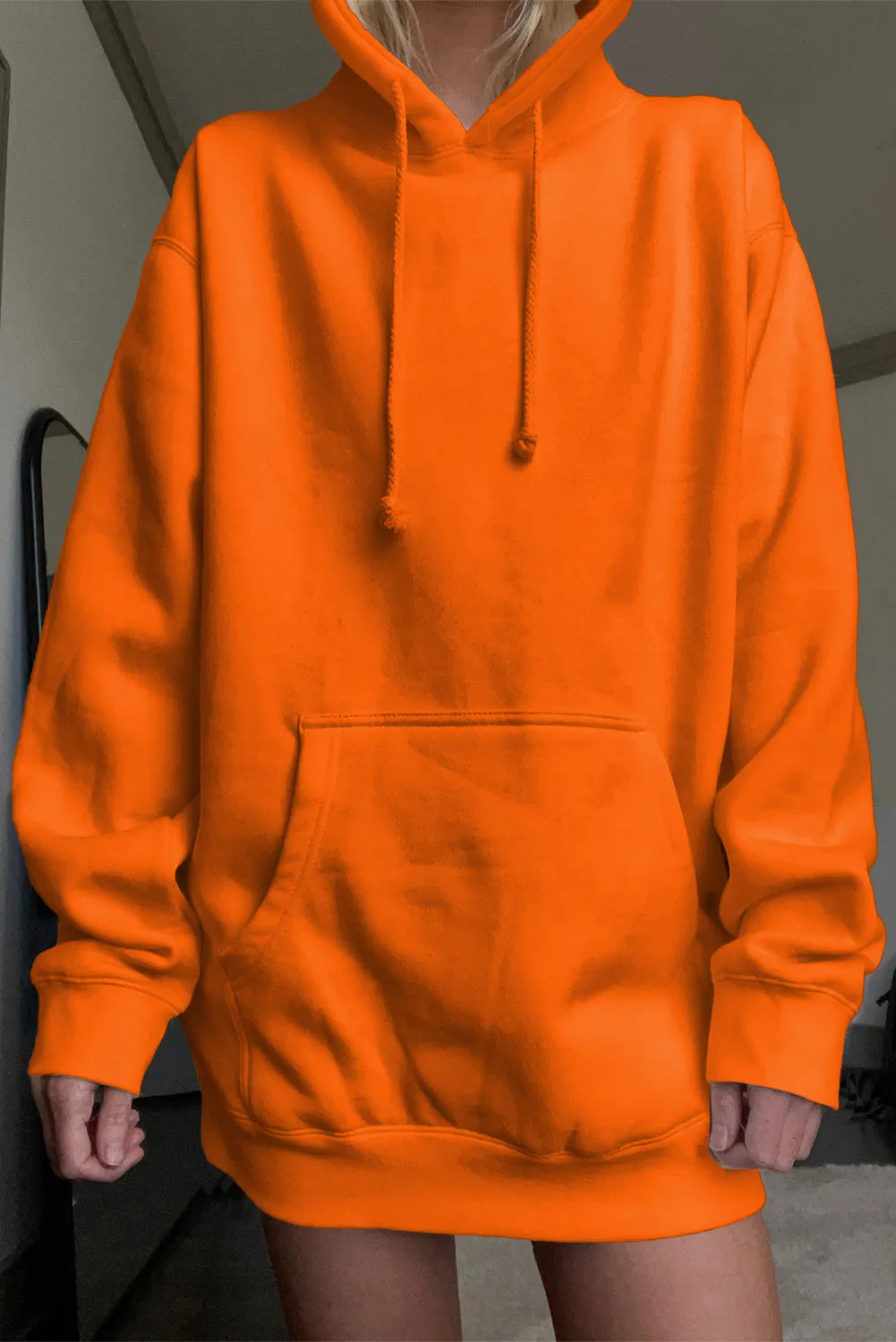 Plus Size Long Sleeve Sweatshirt Plain Oversized Pullover Hoodie Women's