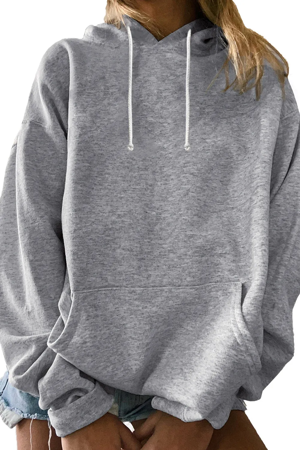 Plus Size Long Sleeve Sweatshirt Plain Oversized Pullover Hoodie Women's