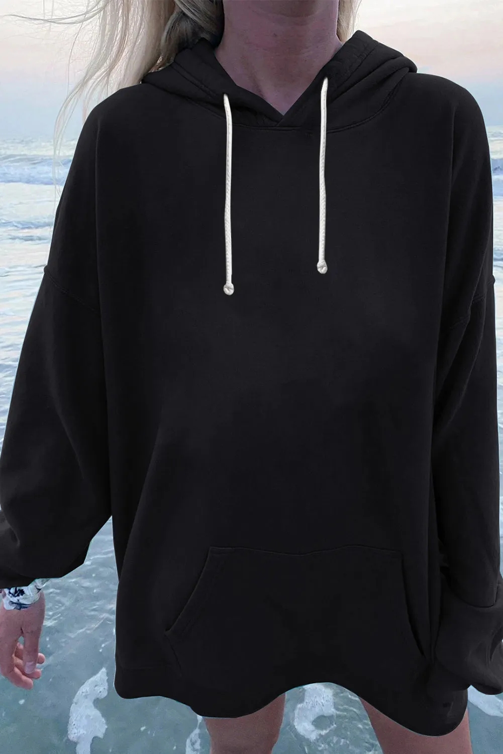 Plus Size Long Sleeve Sweatshirt Plain Oversized Pullover Hoodie Women's
