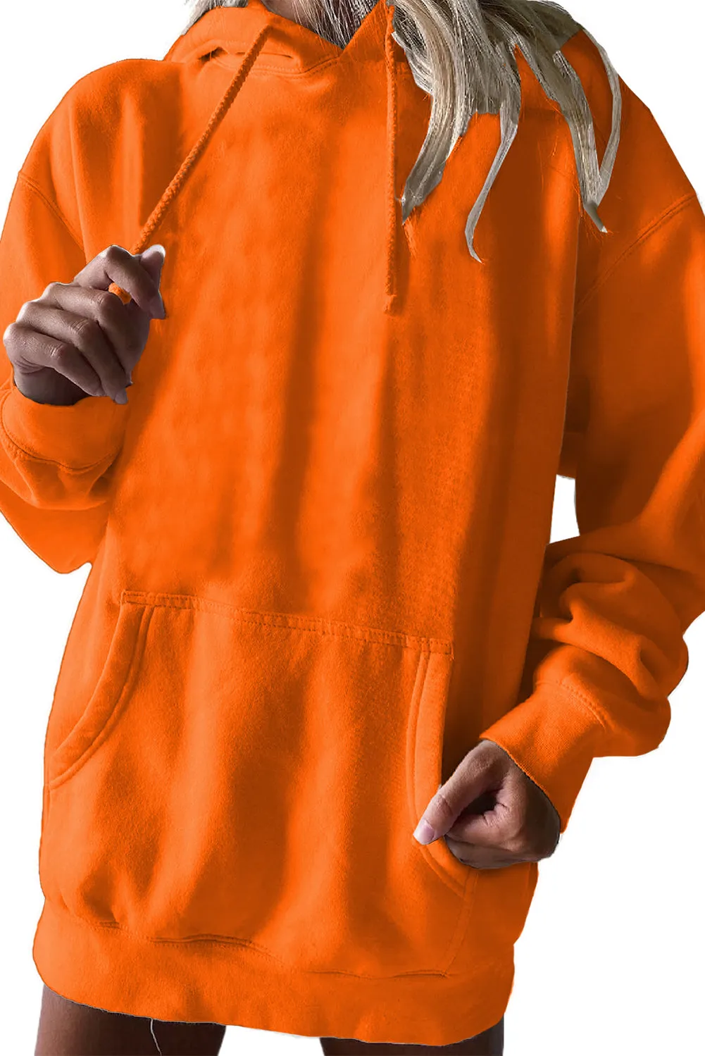 Plus Size Long Sleeve Sweatshirt Plain Oversized Pullover Hoodie Women's