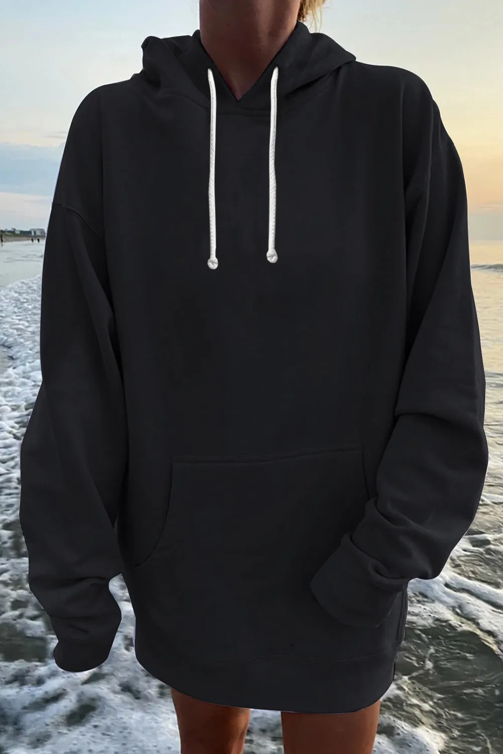 Plus Size Long Sleeve Sweatshirt Plain Oversized Pullover Hoodie Women's
