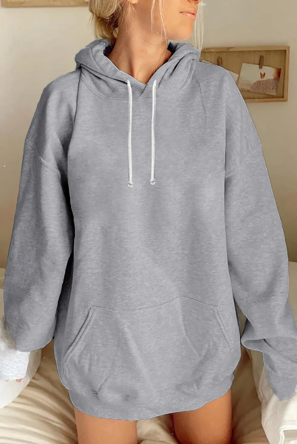 Plus Size Long Sleeve Sweatshirt Plain Oversized Pullover Hoodie Women's