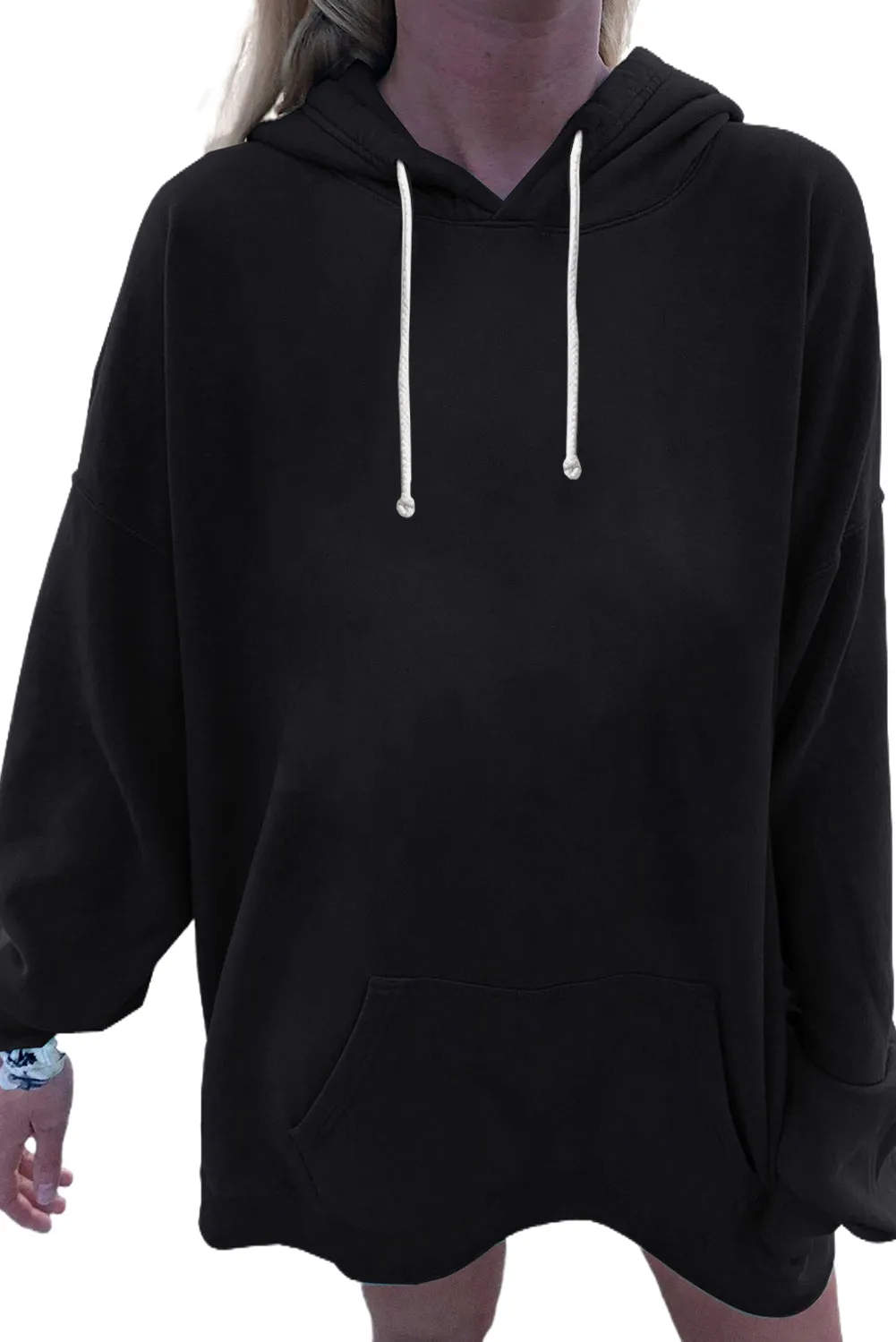 Plus Size Long Sleeve Sweatshirt Plain Oversized Pullover Hoodie Women's