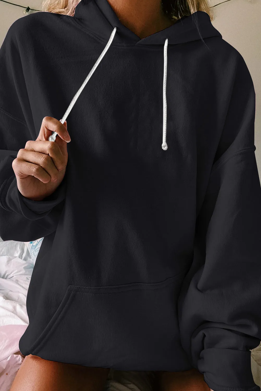 Plus Size Long Sleeve Sweatshirt Plain Oversized Pullover Hoodie Women's