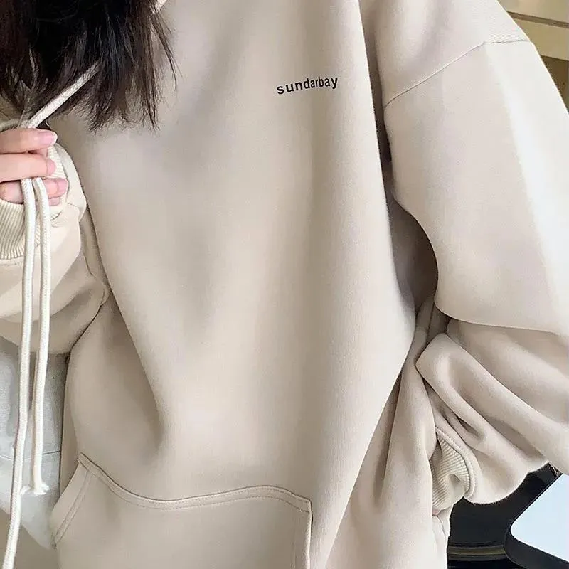 Plus Velvet Thick Net Red Sports Suit Women's New Autumn and Winter Fashion Loose Sweater Women's Two-piece Pants