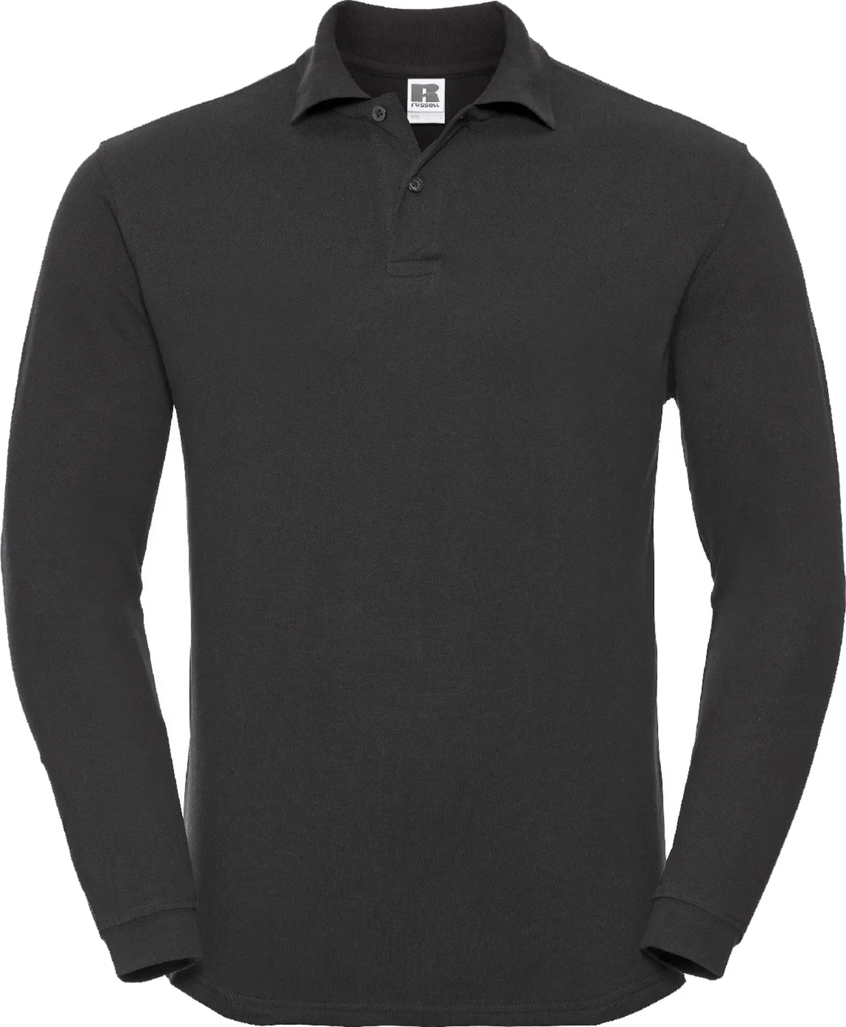 POLO T-Shirt Russell Heavy Cotton Pique Poloshirt R569L Long Sleeve Black S
