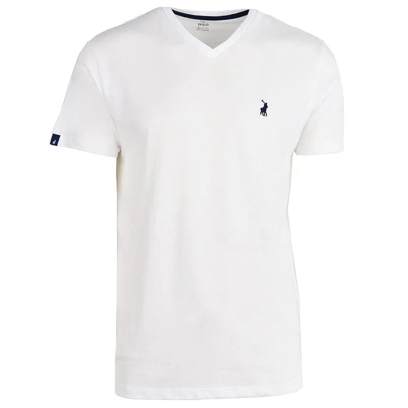 Polo V Neck Mens T-Shirt White