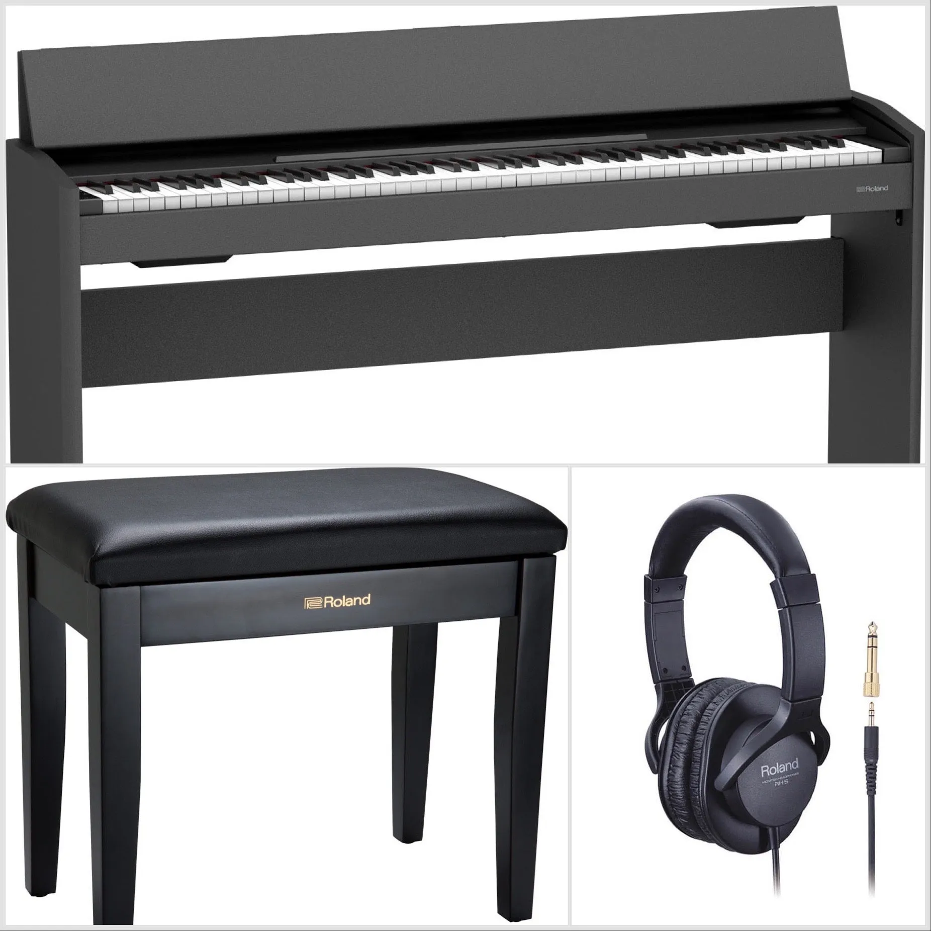 Roland F107-BK Slim Digital Piano Black Bundle