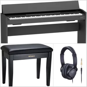 Roland F107-BK Slim Digital Piano Black Bundle