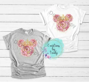 Rose mouse head with crown- T SHIRT