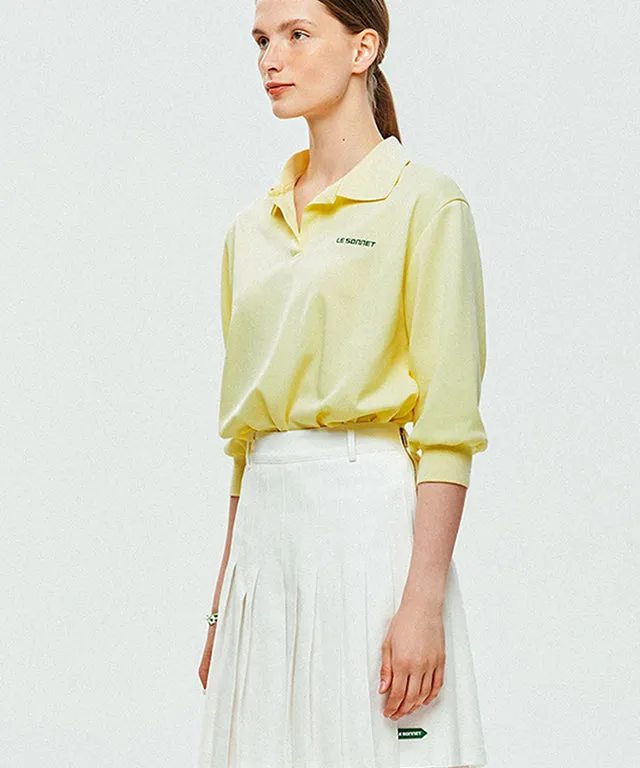 [SAMPLE SALE]LE SONNET Simple Polo Shirts - Lemon Yellow