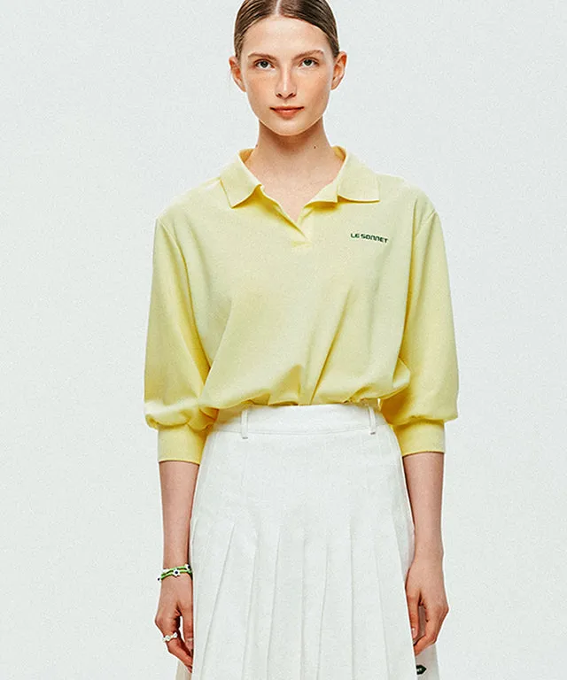 [SAMPLE SALE]LE SONNET Simple Polo Shirts - Lemon Yellow