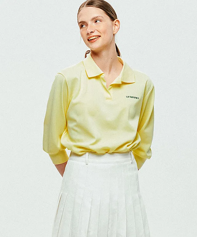 [SAMPLE SALE]LE SONNET Simple Polo Shirts - Lemon Yellow