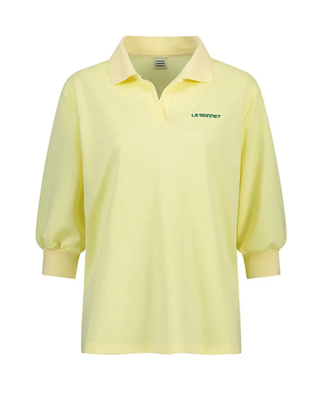 [SAMPLE SALE]LE SONNET Simple Polo Shirts - Lemon Yellow