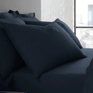 Serene Plain Dyed Pair of Housewife Pillowcases - Navy