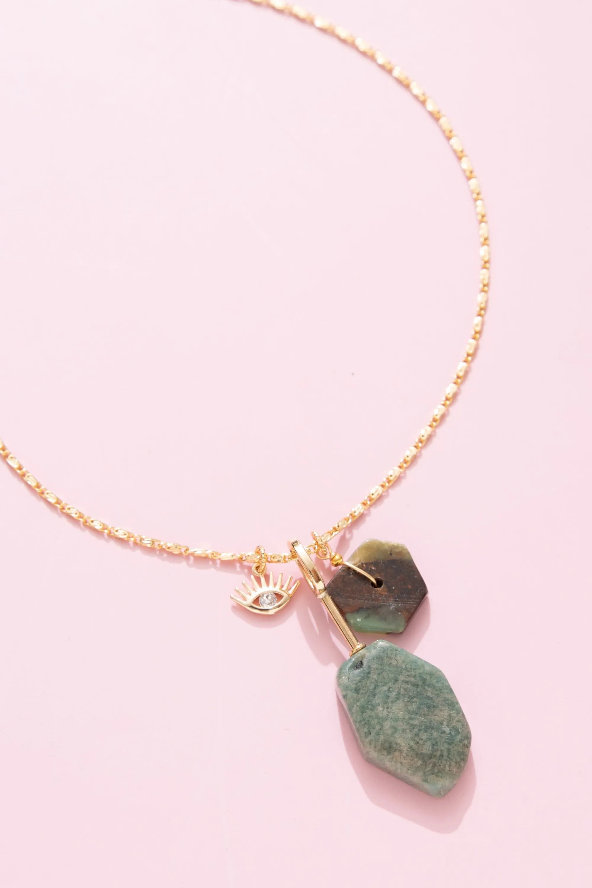 Shades of Teal Minimalist Pendant Necklace