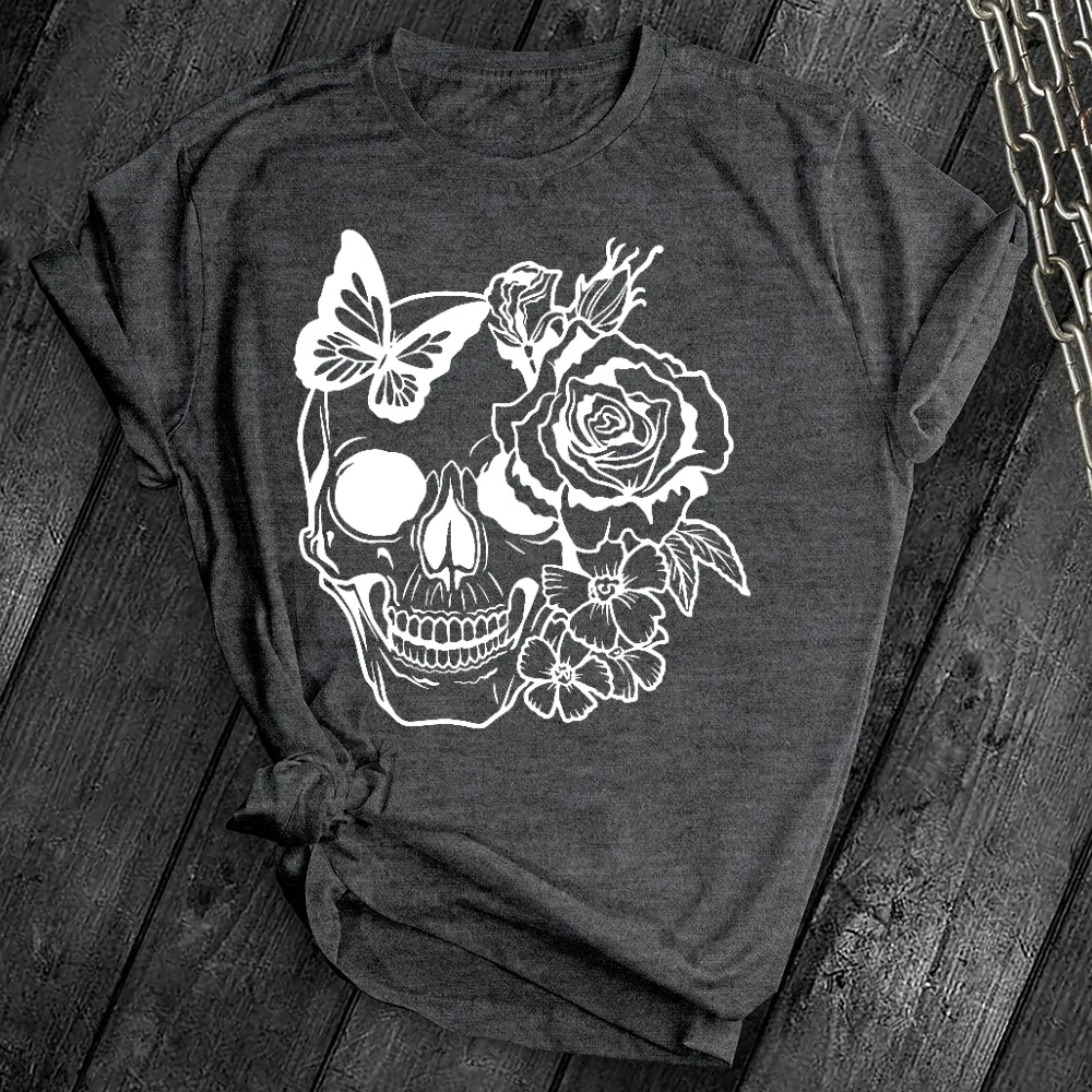 Simple Flower Sugar Skull Tee