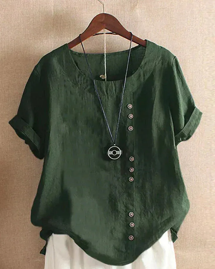 Simple round-neck, short-sleeved Kelly blouse