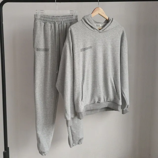 Solid Cotton Hooded Sweatshirts Hoodies Track Pants Joggers Women Tracksuits Two Piece Sets Sweatpants Sweatsuits Spring Female
