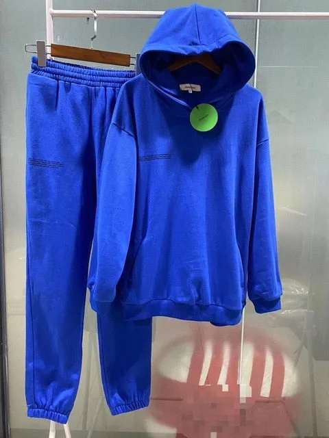 Solid Cotton Hooded Sweatshirts Hoodies Track Pants Joggers Women Tracksuits Two Piece Sets Sweatpants Sweatsuits Spring Female