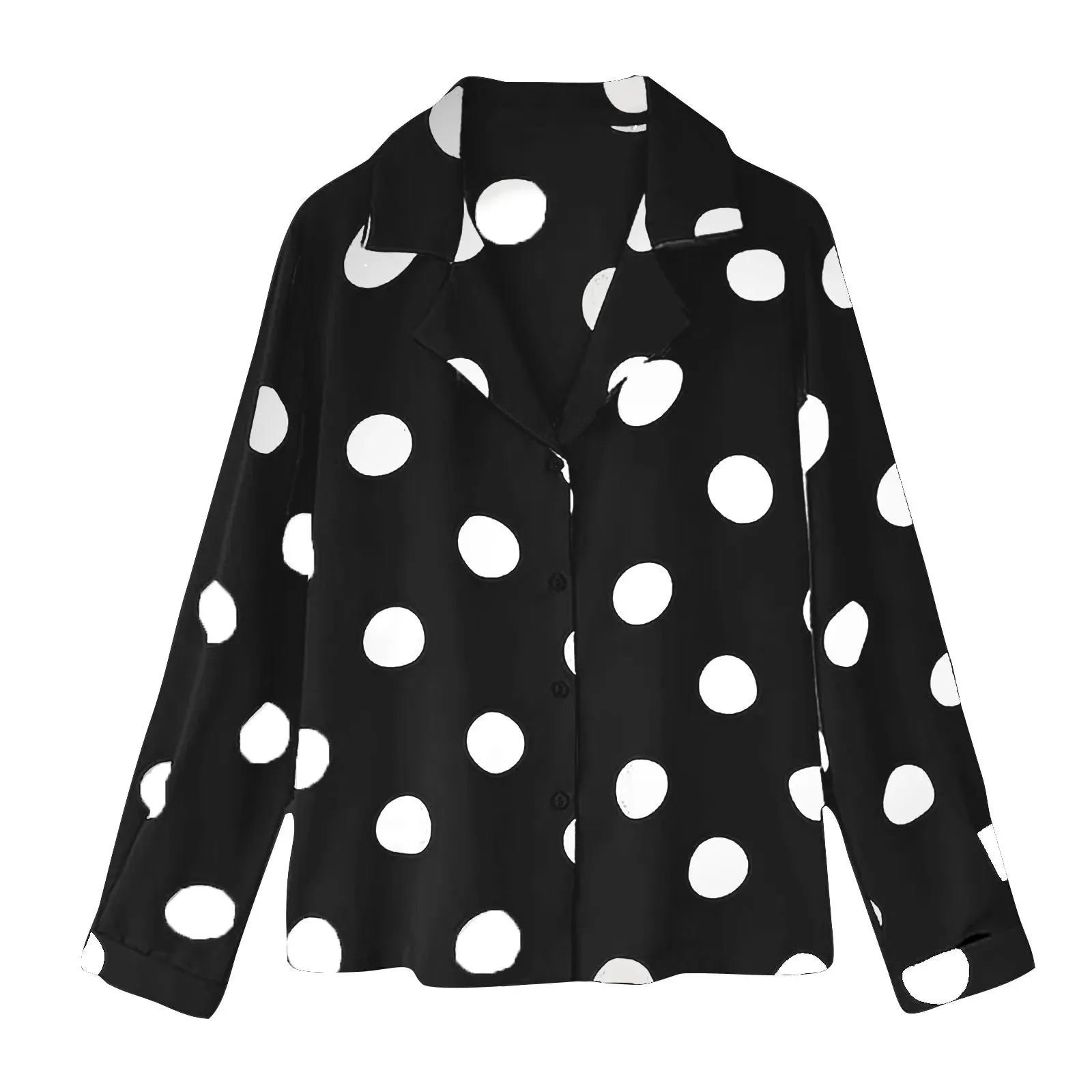 Spring Autumn Office Lady Polka Dot Print Chiffon Blouse Women Elegant Single Breasted Long Sleeve All-Match Shirt Blusa Mujer