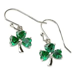 Sterling Silver Green Shamrock Earrings LS-SE2006