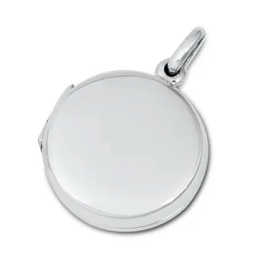 Sterling Silver Simple Locket Pendant High Polish Elegant Engravable Charm 925