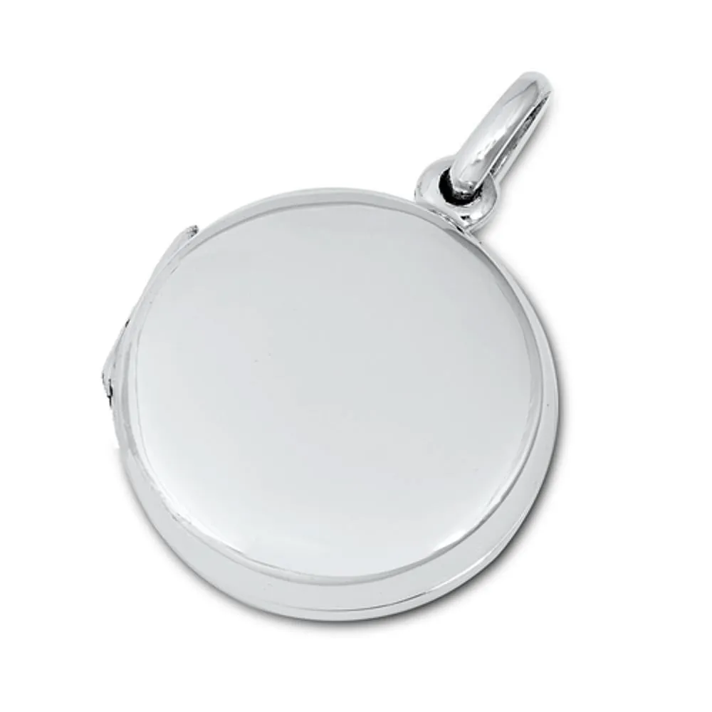 Sterling Silver Simple Locket Pendant High Polish Elegant Engravable Charm 925