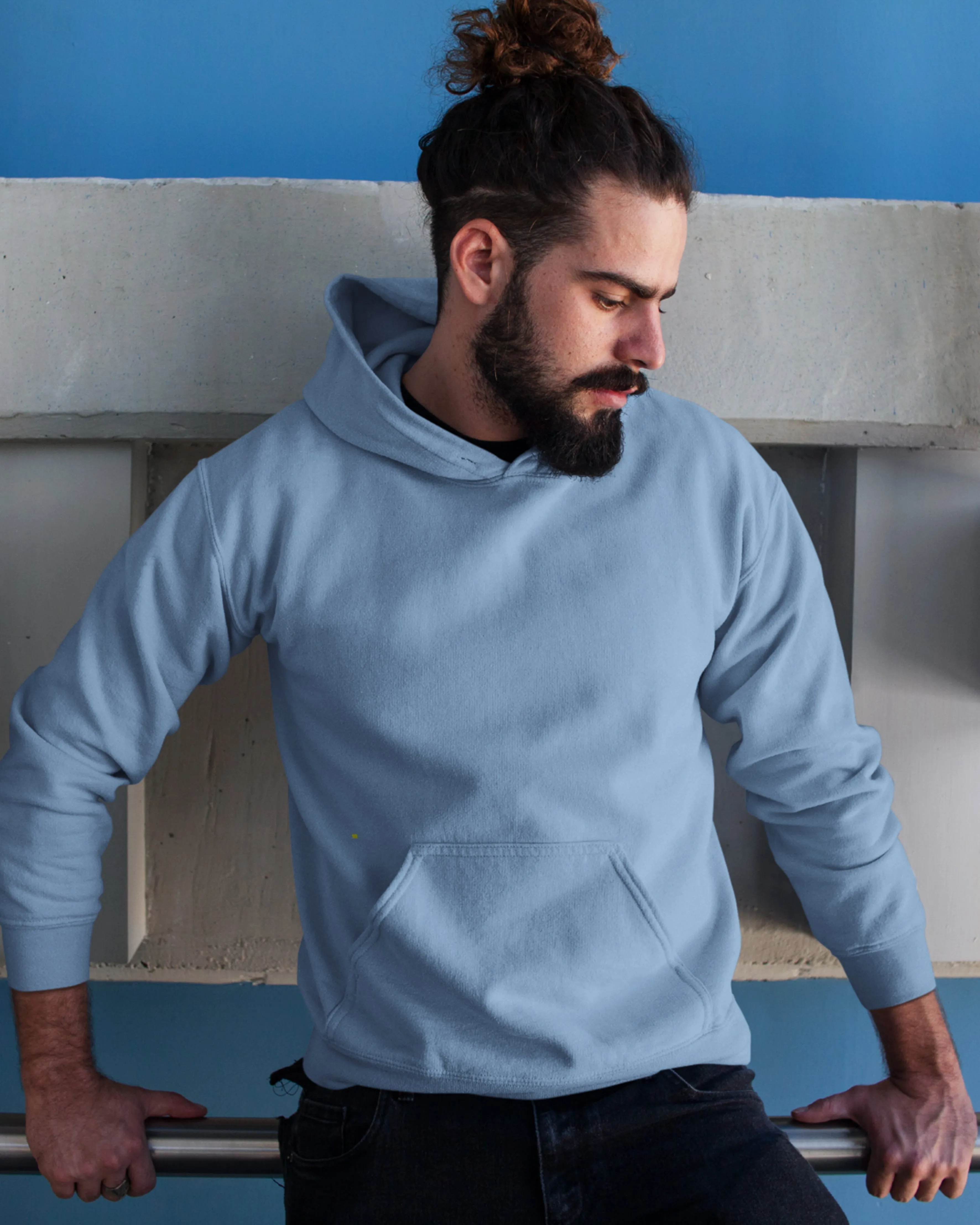 Subtle blue plain hoodies