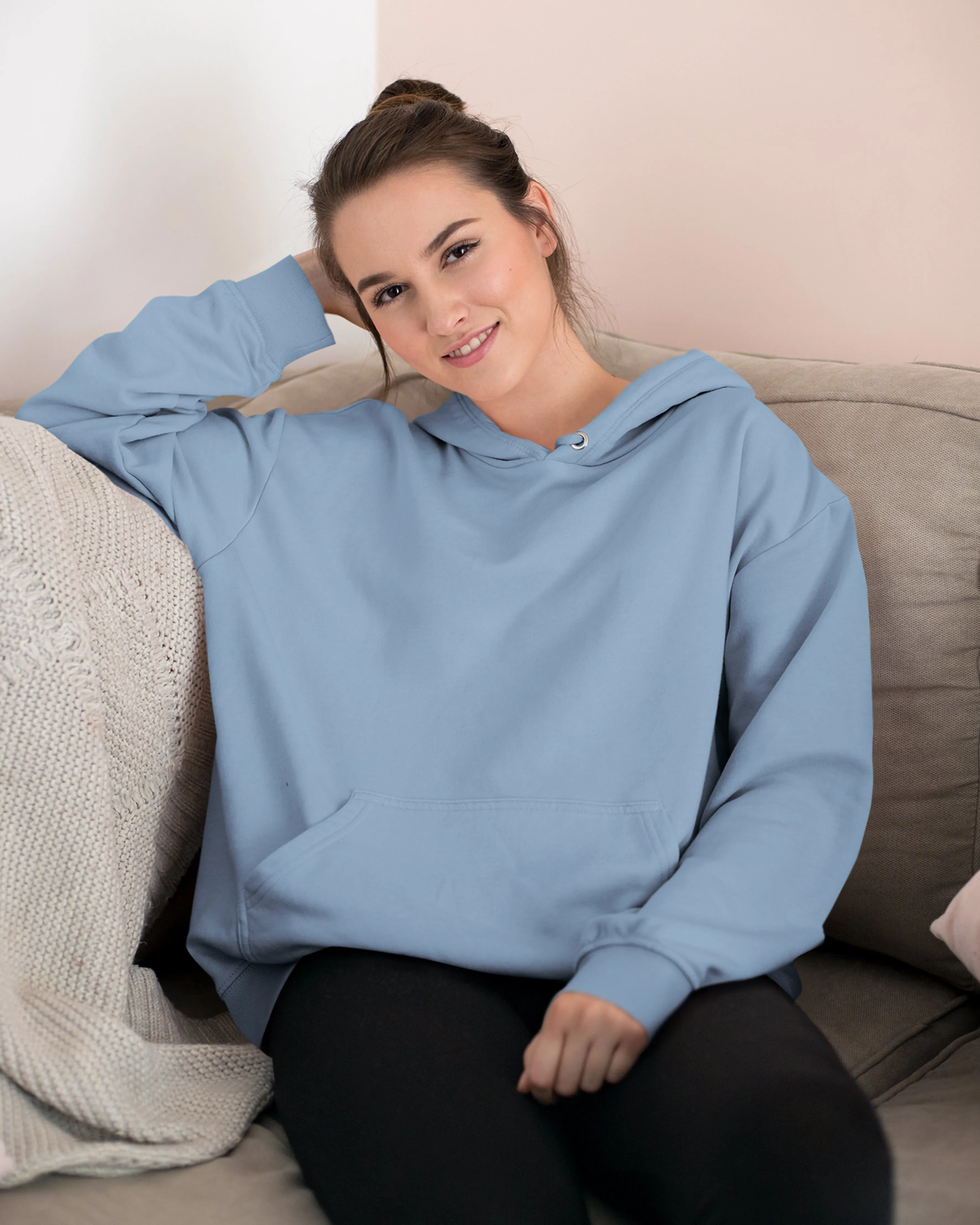 Subtle blue plain hoodies