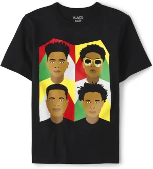 The Children's Place Boys Hair Inclusivity Short Sleeve Graphic Tee Black 2XL