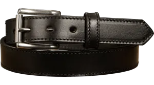 The Commander: Men's Black Stitched Leather Belt 1.25"