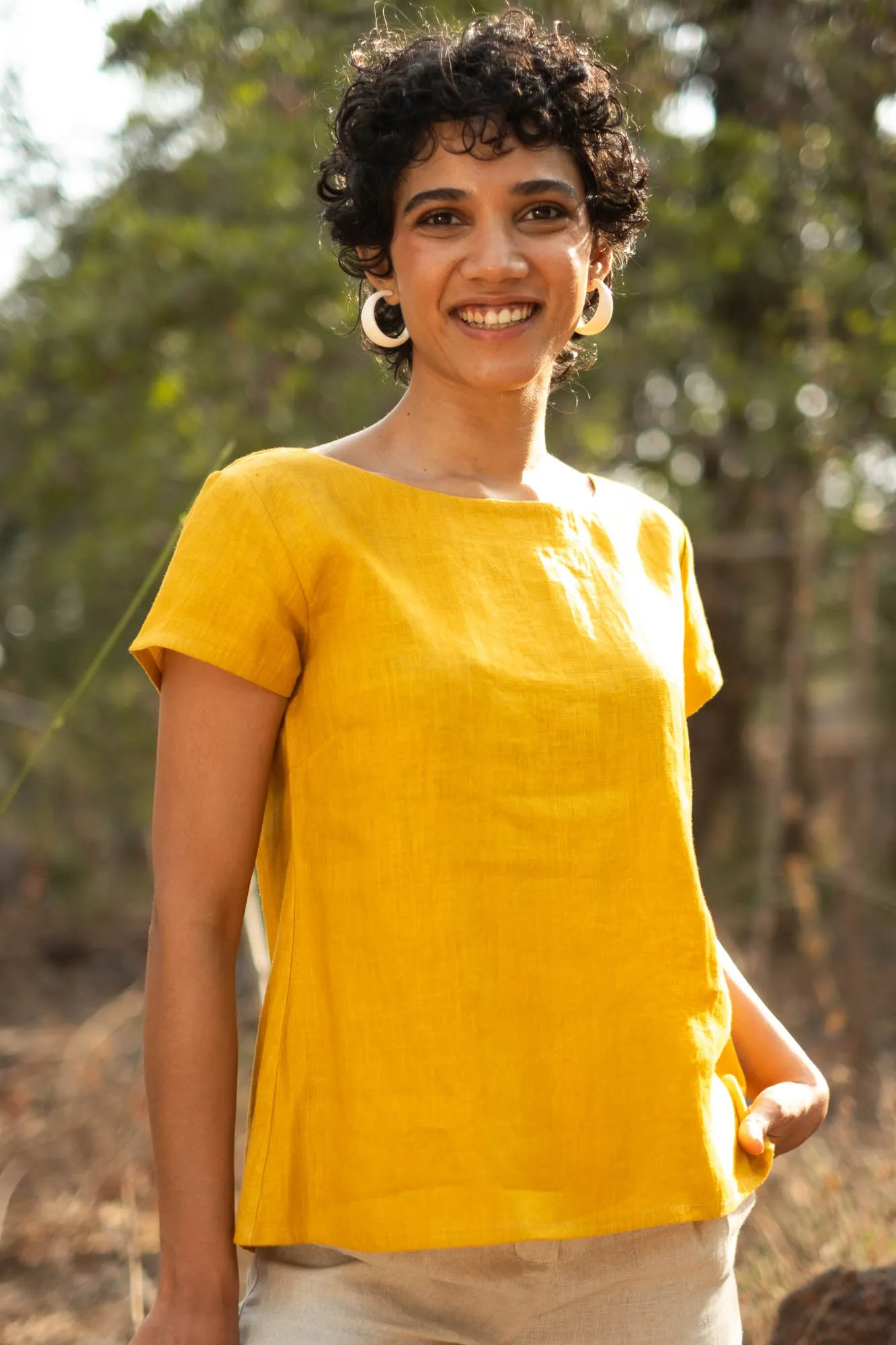 The Linen Boat Neck Top