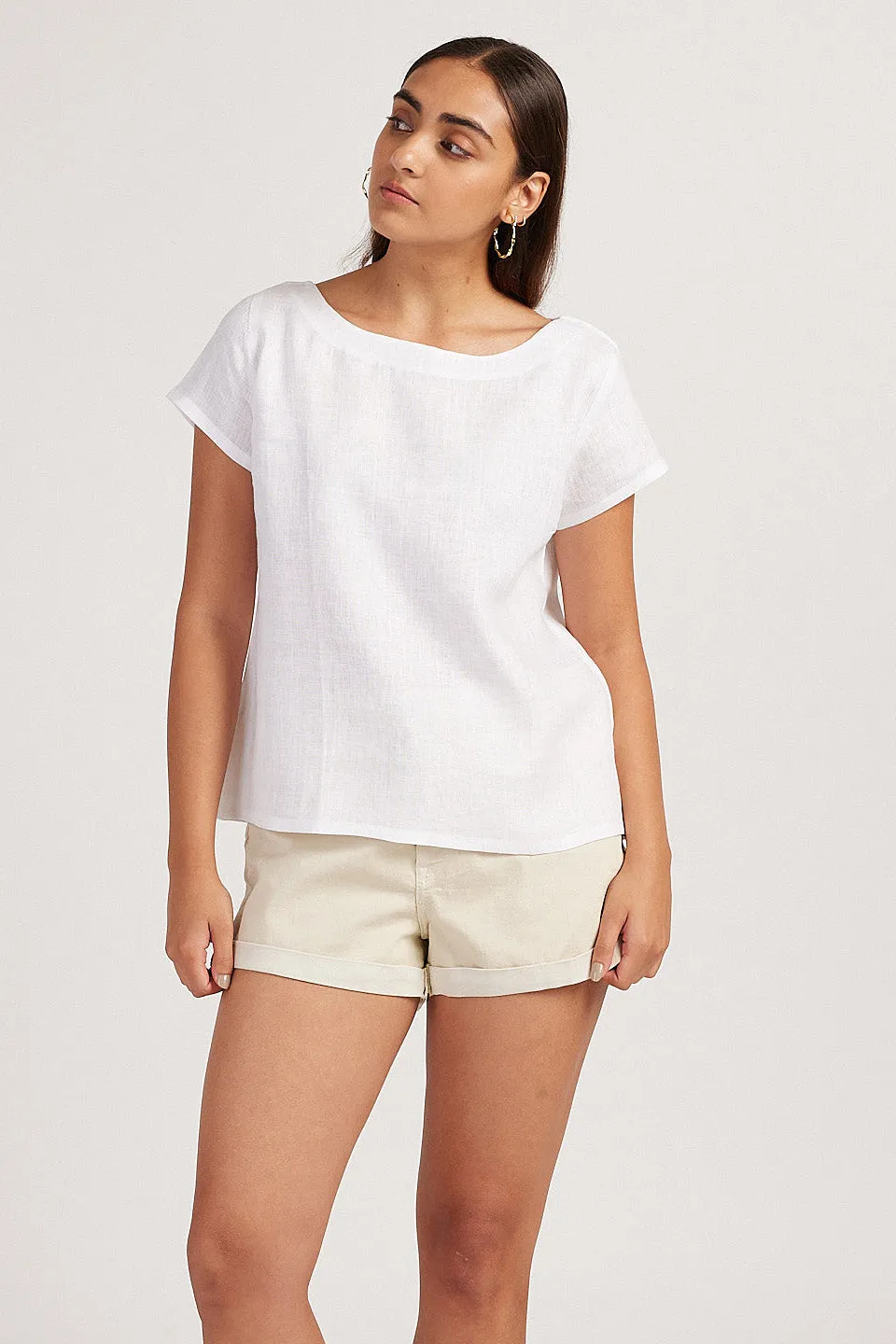 The Linen Boat Neck Top