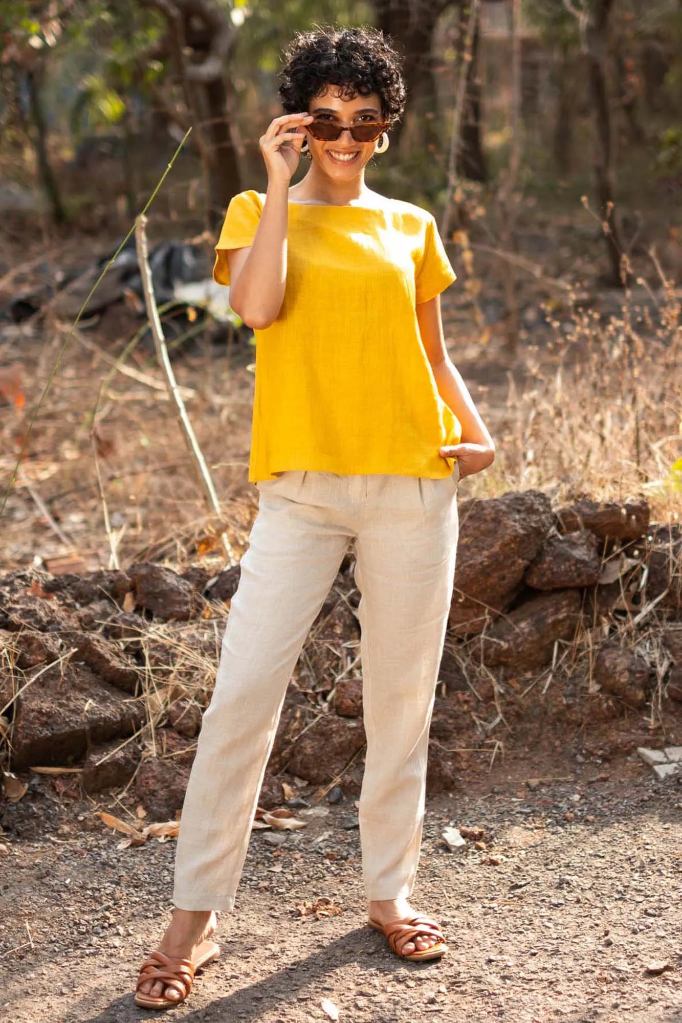 The Linen Boat Neck Top
